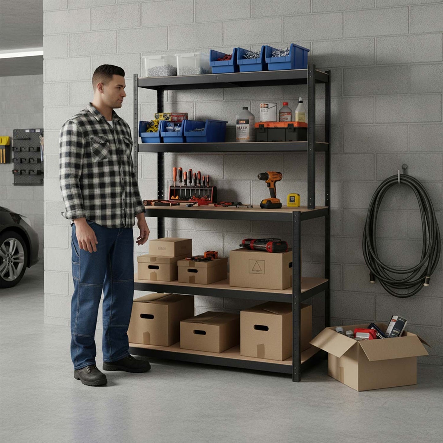 Metal workbench shelf 180 x 100 x 60 cm Humberg HR-855 black