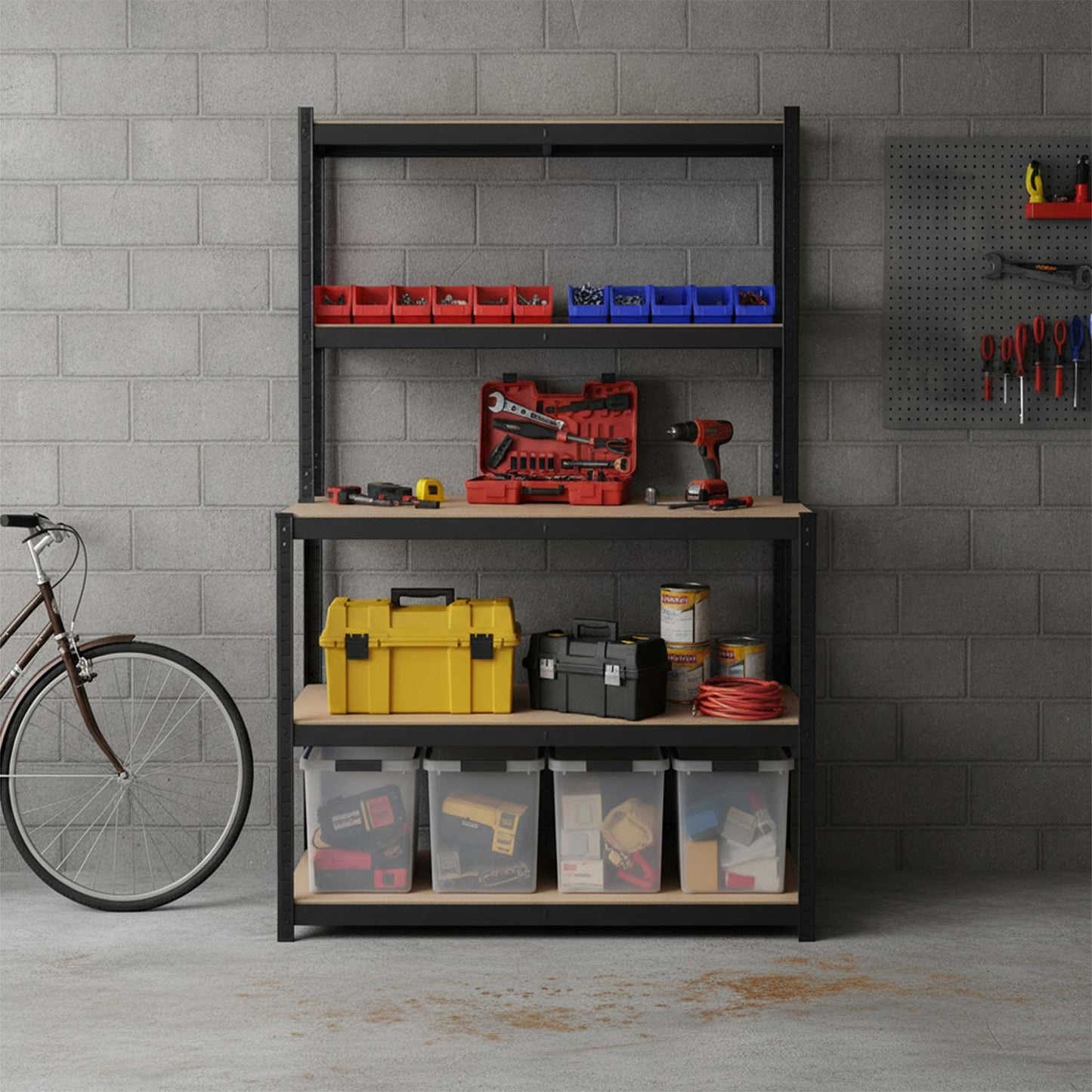 Metal workbench shelf 180 x 100 x 60 cm Humberg HR-855 black