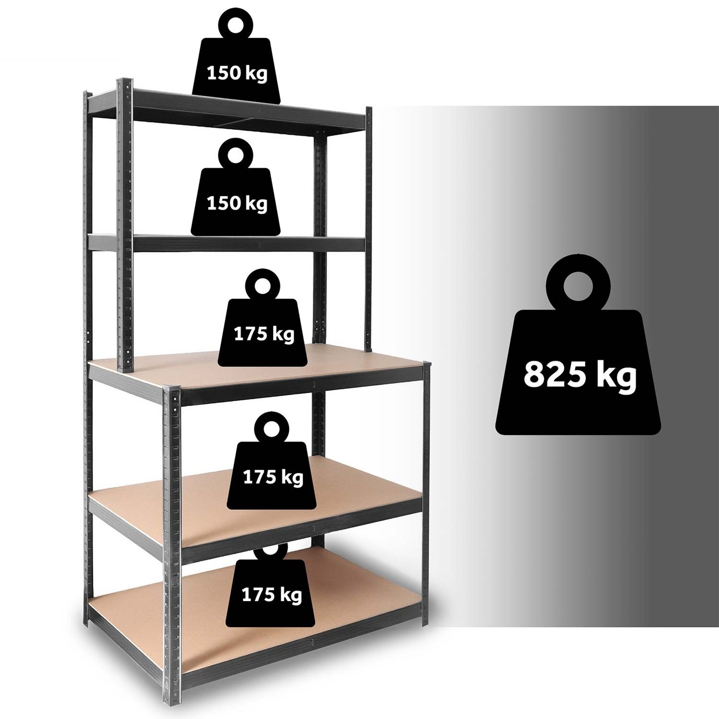Metal workbench shelf 180 x 100 x 60 cm Humberg HR-855 black