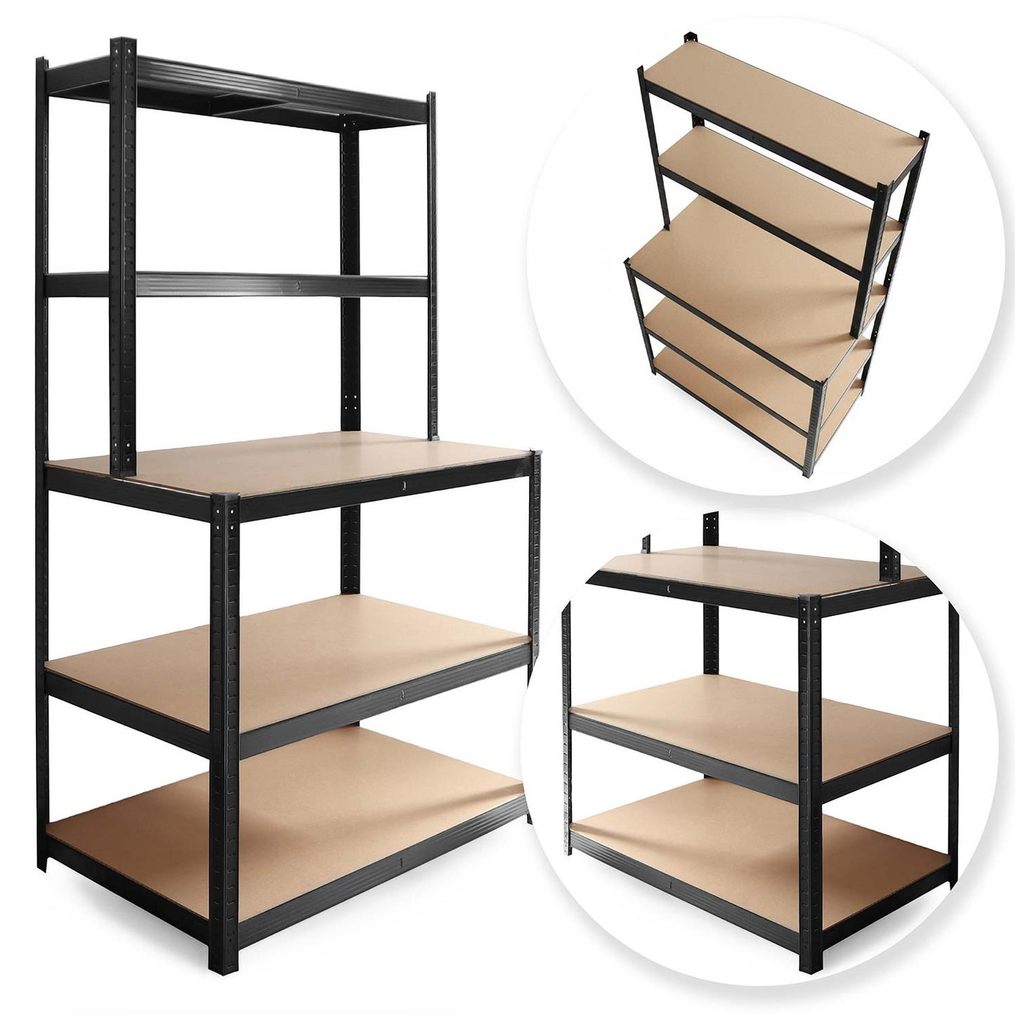 Metal workbench shelf 180 x 100 x 60 cm Humberg HR-855 black