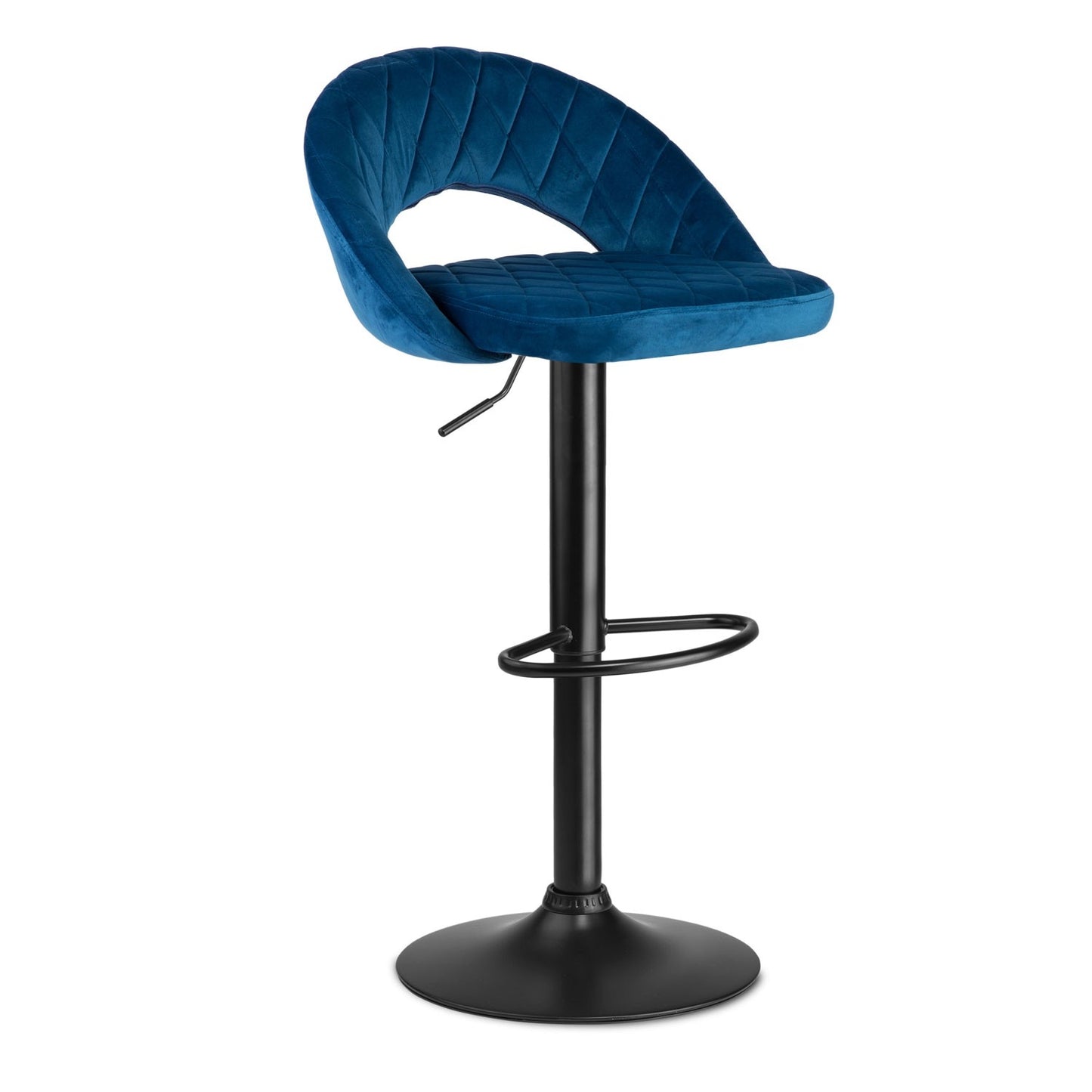 Meva bar stool with backrest, blue