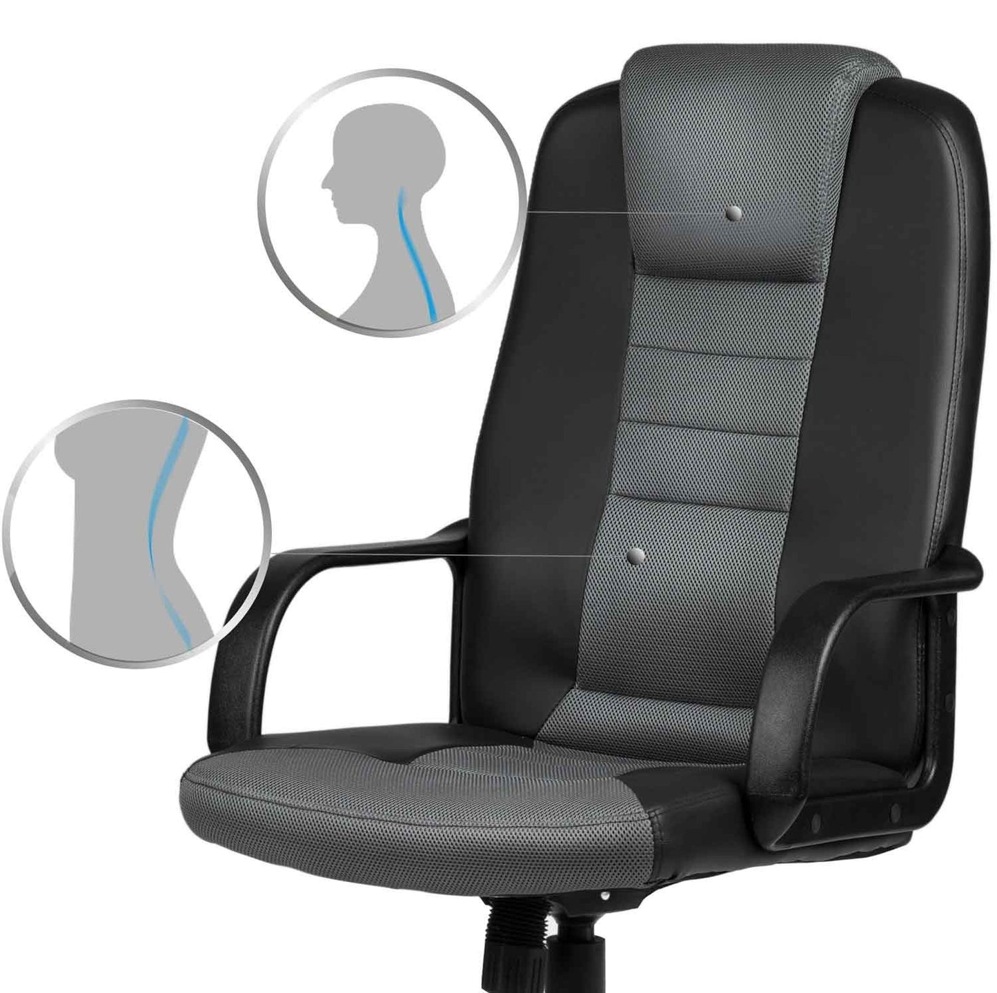 Micro-mesh leather office chair 518B black and gray