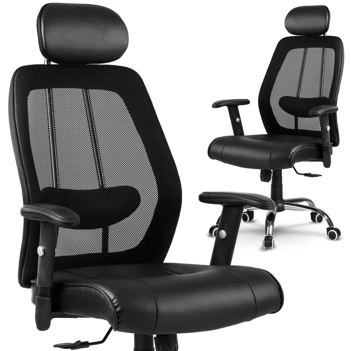 Micro-mesh leather office chair Monaco black