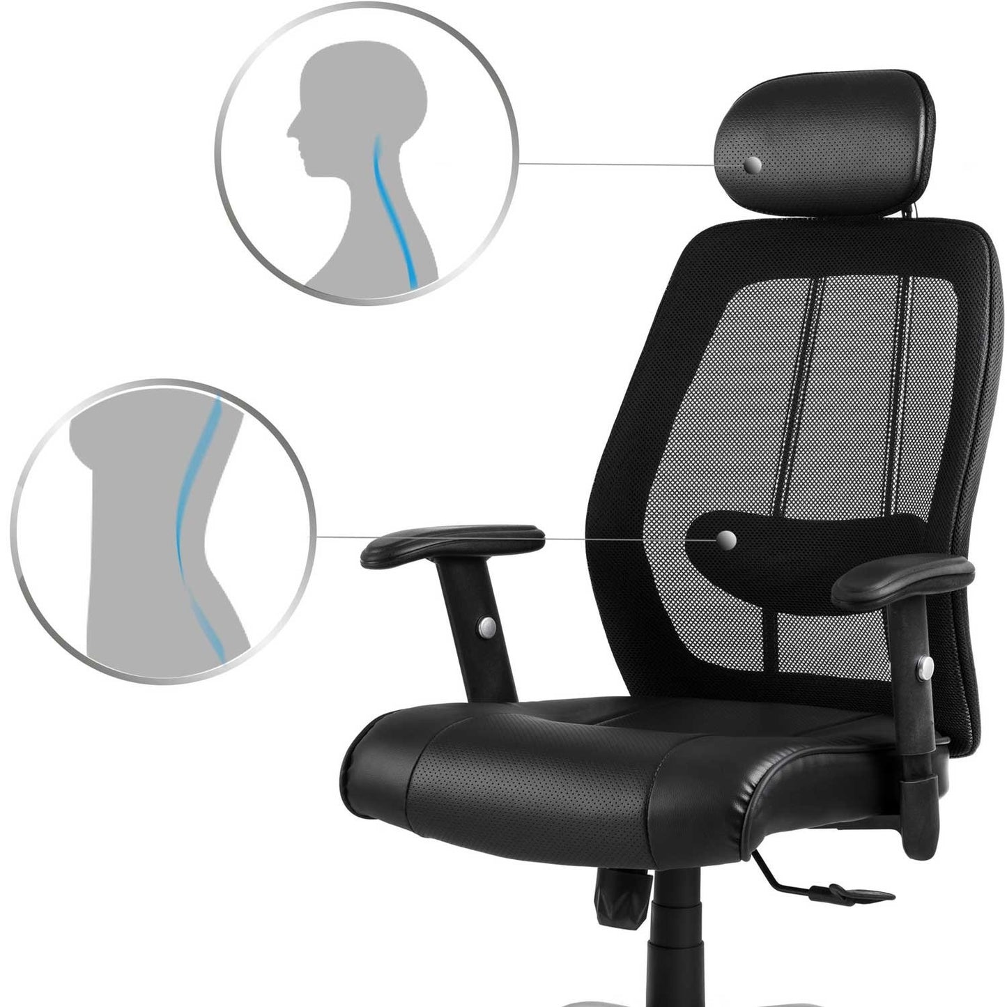 Micro-mesh leather office chair Monaco black