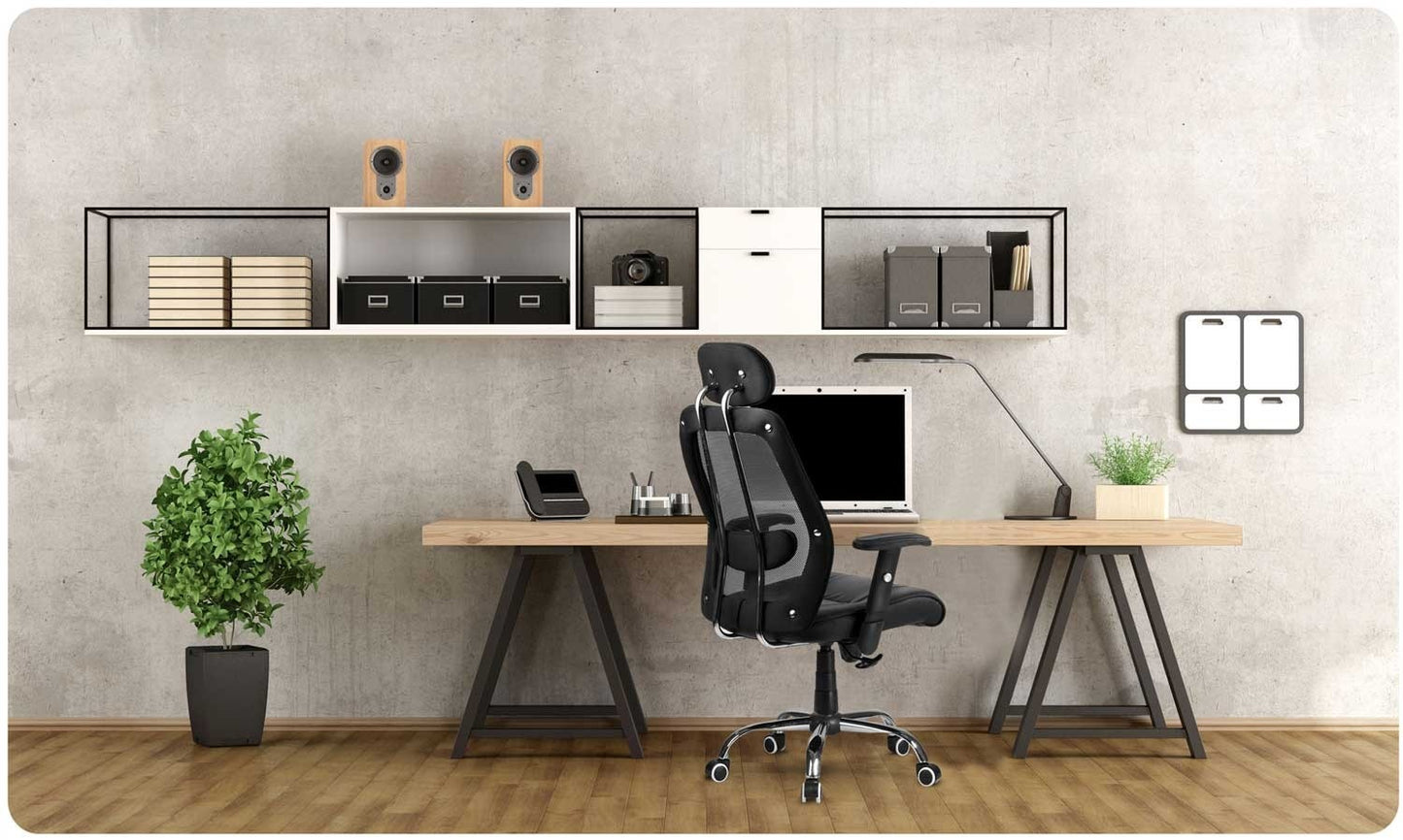 Micro-mesh leather office chair Monaco black