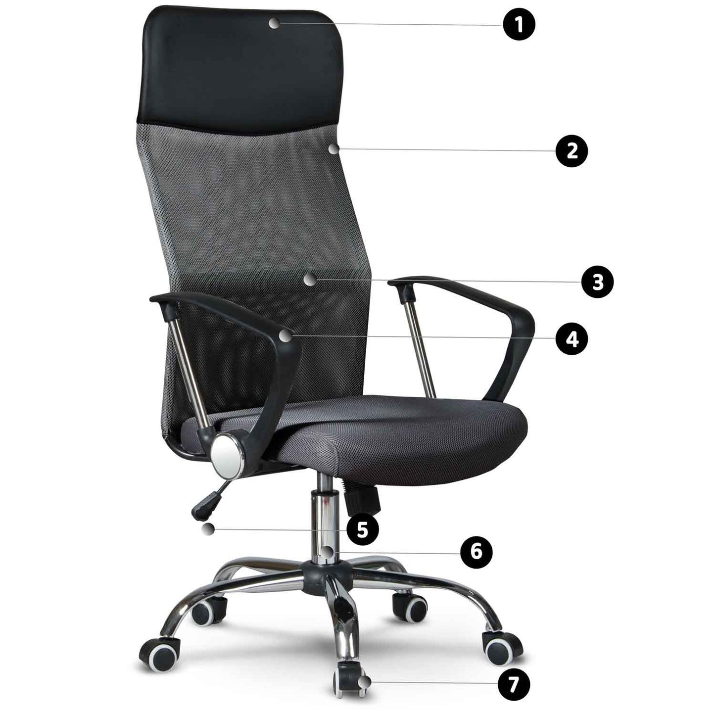Micro-mesh office chair Sofotel Sydney dark grey