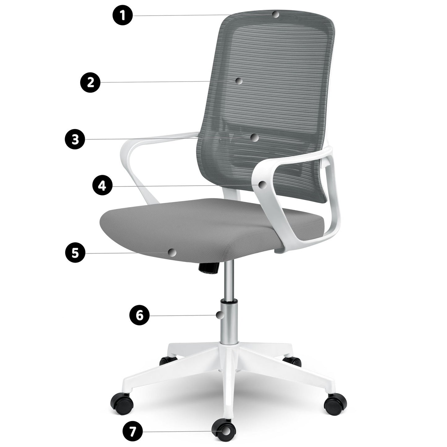 Micro-mesh office chair Sofotel Wizo gray and white