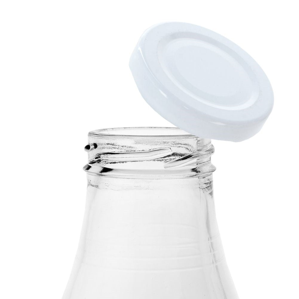 Milk bottle lid in metal with clips for longer durability