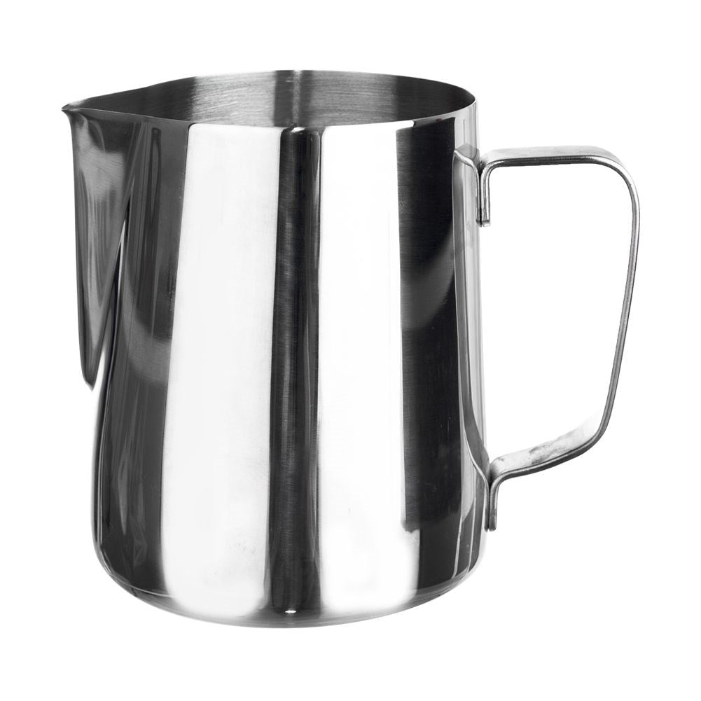 Milk jug in stainless steel with practical handle