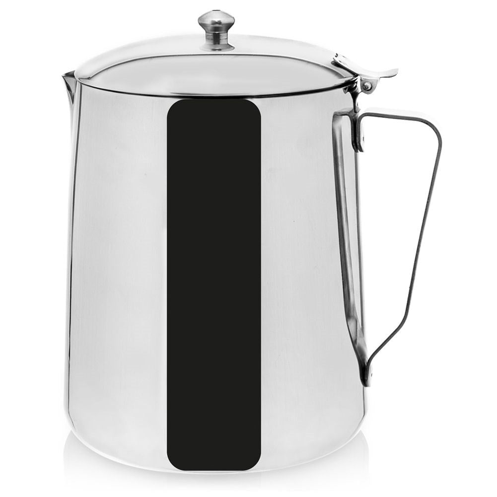 Milk jug with lid in stainless steel for coffee and cream