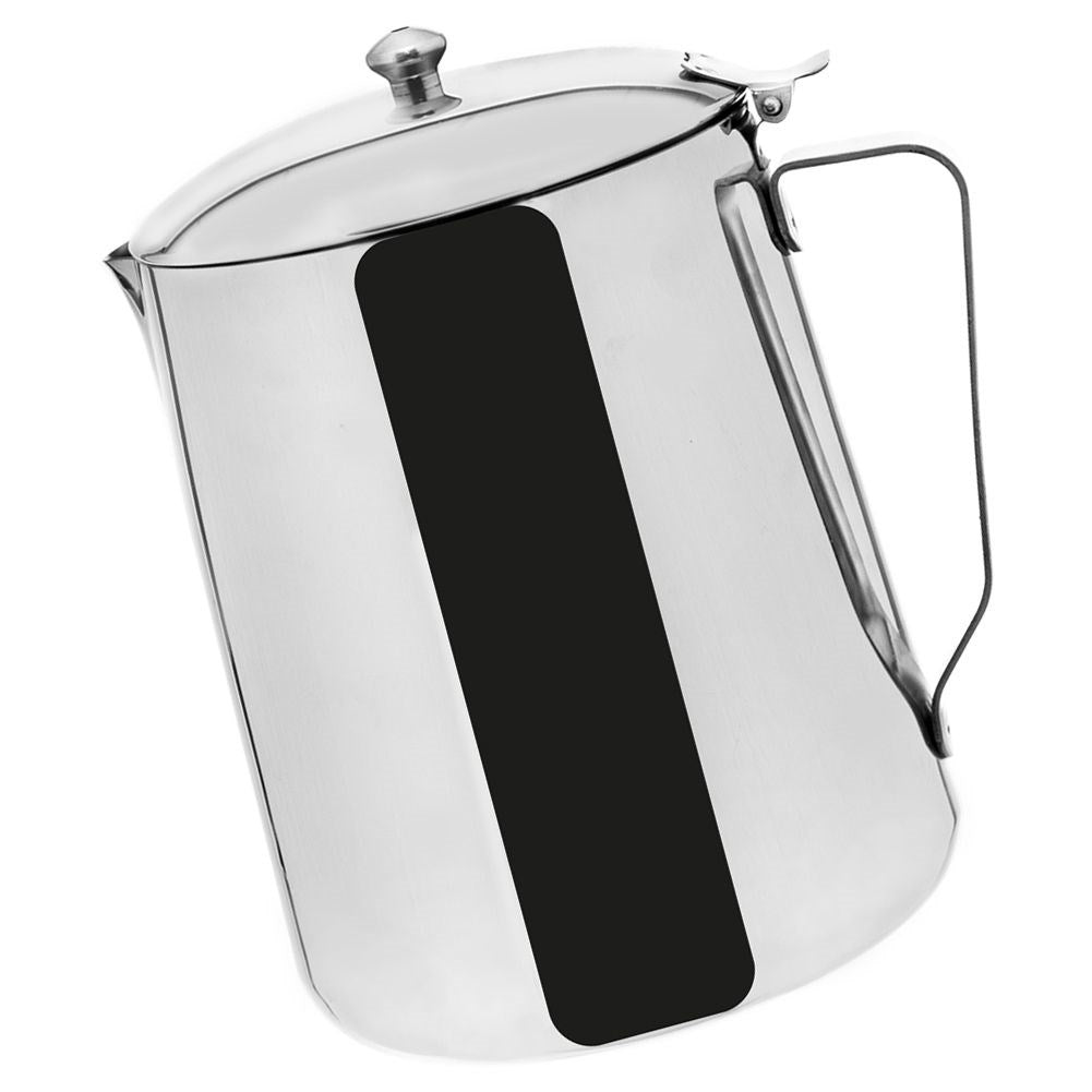 Milk jug with lid in stainless steel for coffee and cream
