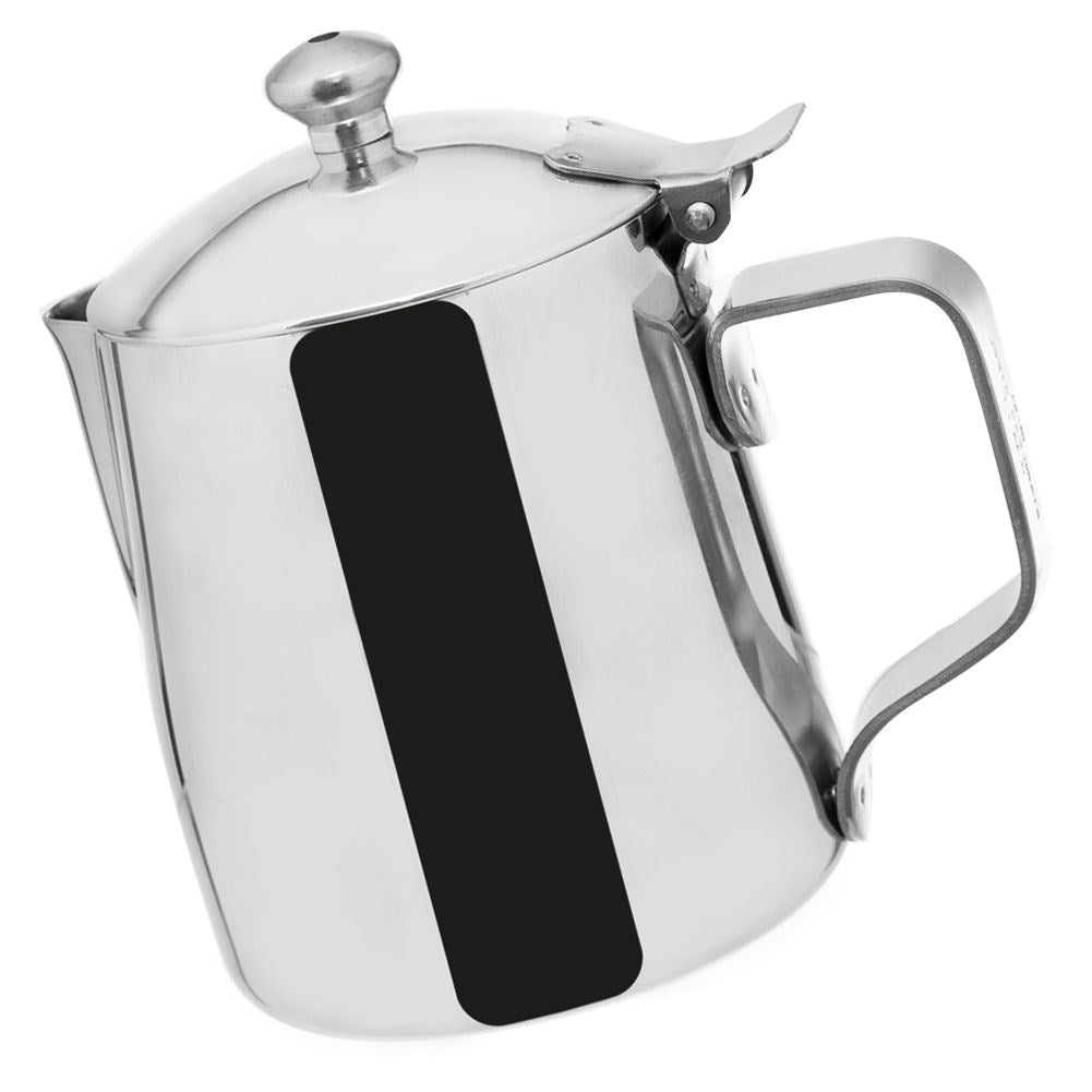 Milk jug with lid in stainless steel for coffee and meetings