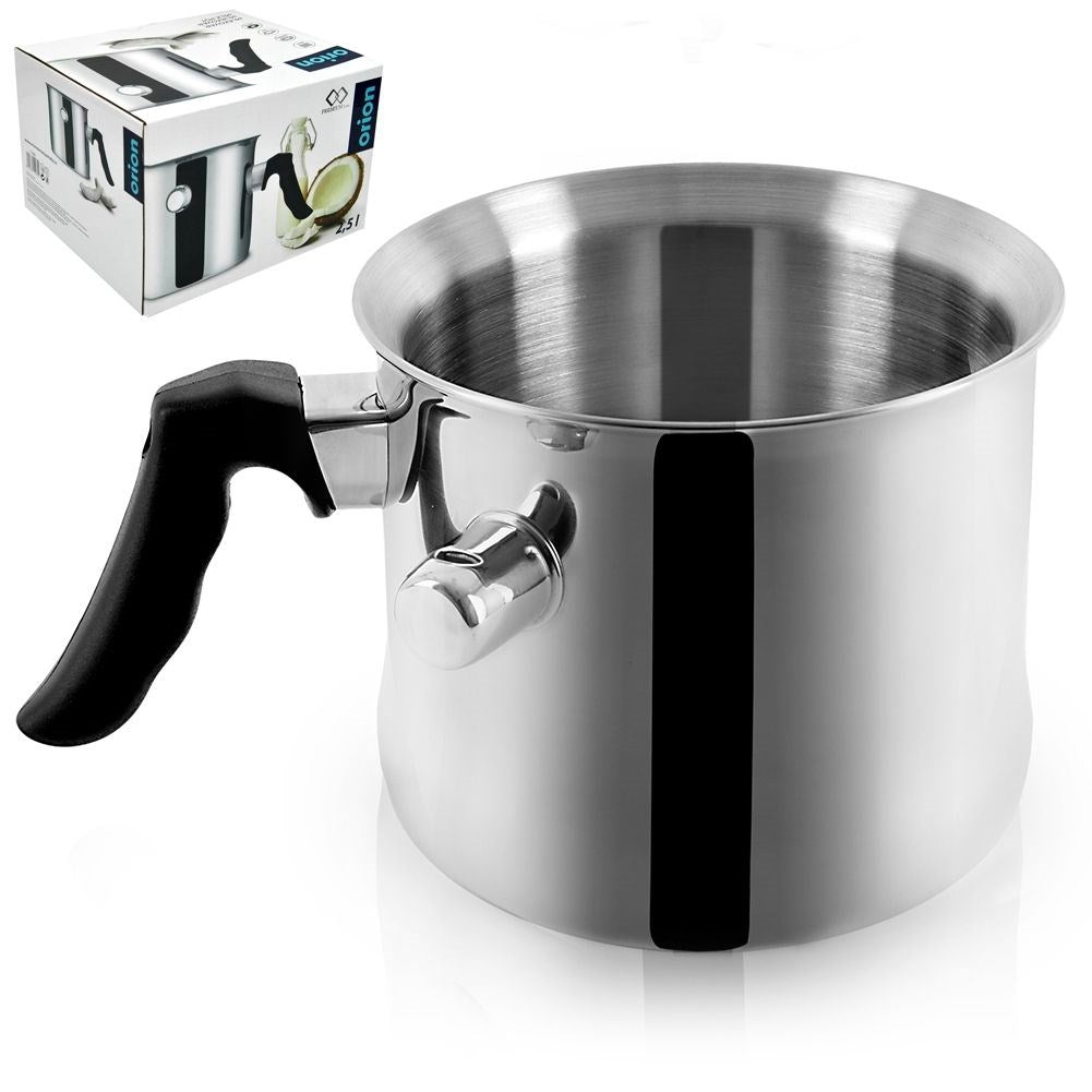 Milk pot: Prevents burning, Fits all stoves