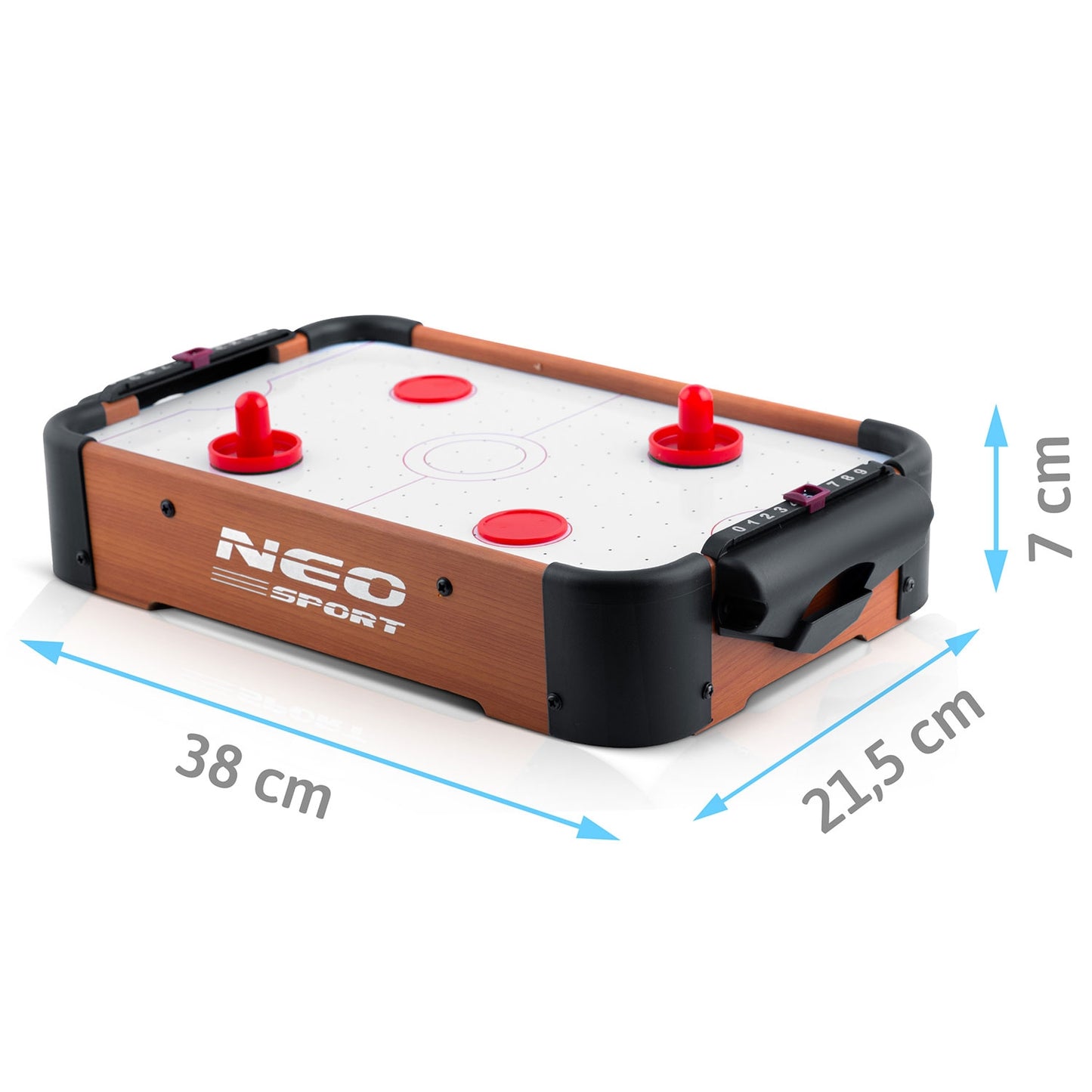 Mini Air Hockey Table with Pucks and Handles, Battery-Powered