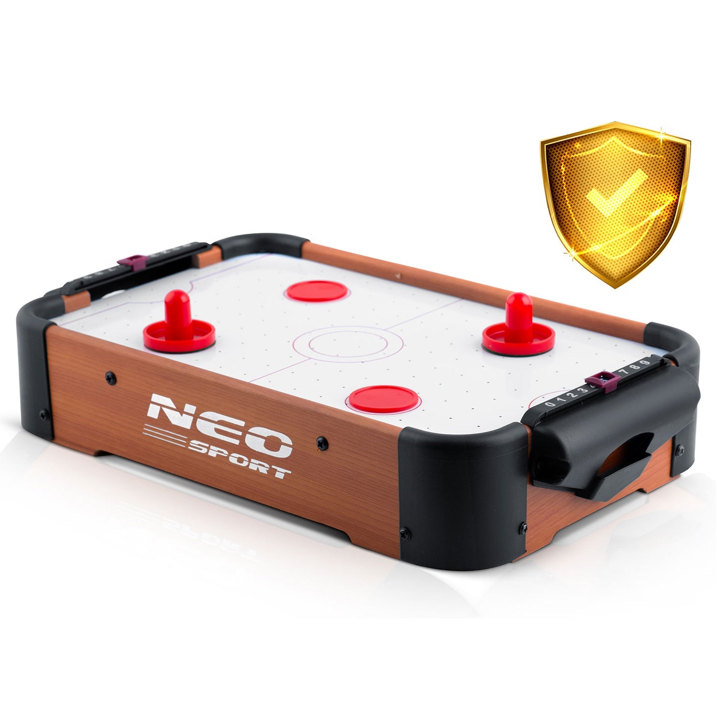 Mini Air Hockey Table with Pucks and Handles, Battery-Powered