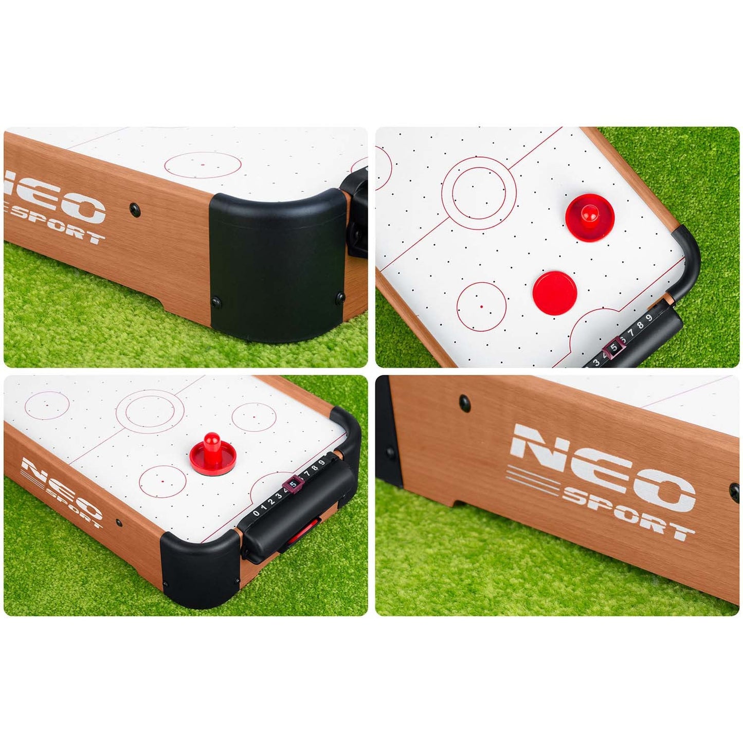 Mini Air Hockey Table with Pucks and Handles, Battery-Powered