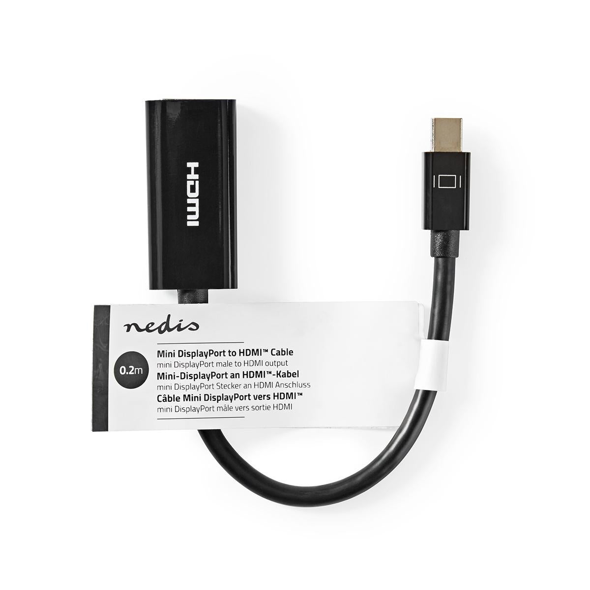 Mini DisplayPort to HDMI Cable, 0.20m, Black, 21.6 Gbps