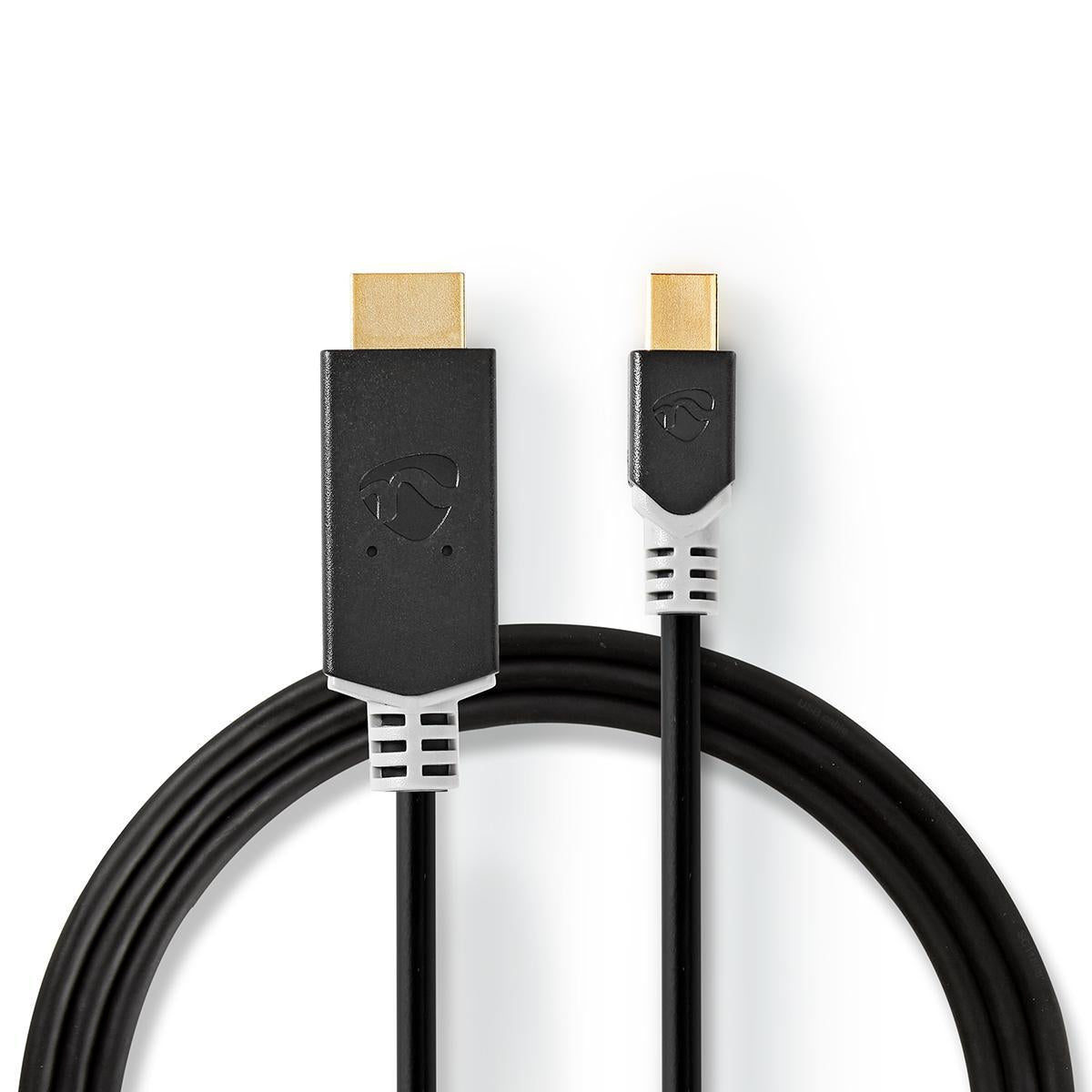Mini Displayport Cable | DisplayPort 1.4 | Mini DisplayPort Male | HDMI™ Connector | 48 Gbps | Gold Plated | 2.00 m | Round | PVC | Anthracite | Cardboard box with window