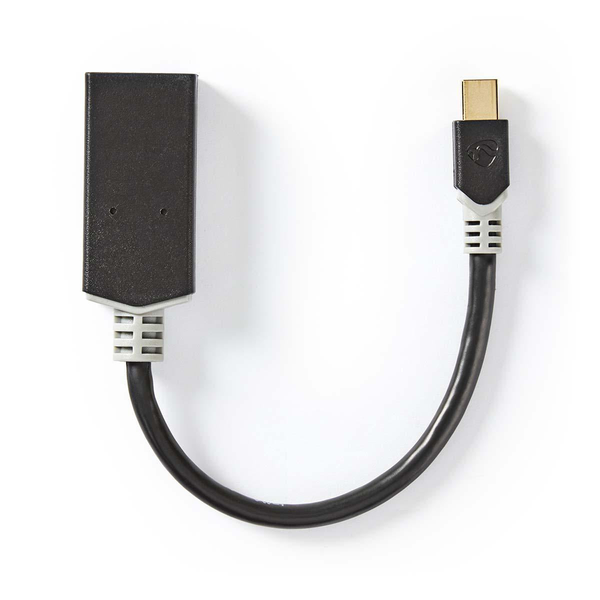 Mini Displayport Cable | DisplayPort 1.4 | Mini DisplayPort Male | HDMI™ Output | 48 Gbps | Gold Plated | 0.20 m | Round | PVC | Anthracite | Plastic bag