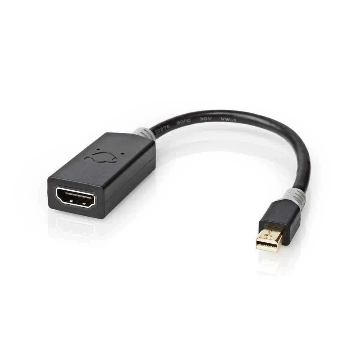 Mini Displayport Cable | DisplayPort 1.4 | Mini DisplayPort Male | HDMI™ Output | 48 Gbps | Gold Plated | 0.20 m | Round | PVC | Anthracite | Plastic bag