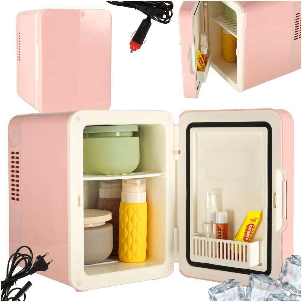 Mini Electric Car Fridge, 4L, Heating & Cooling, Pink
