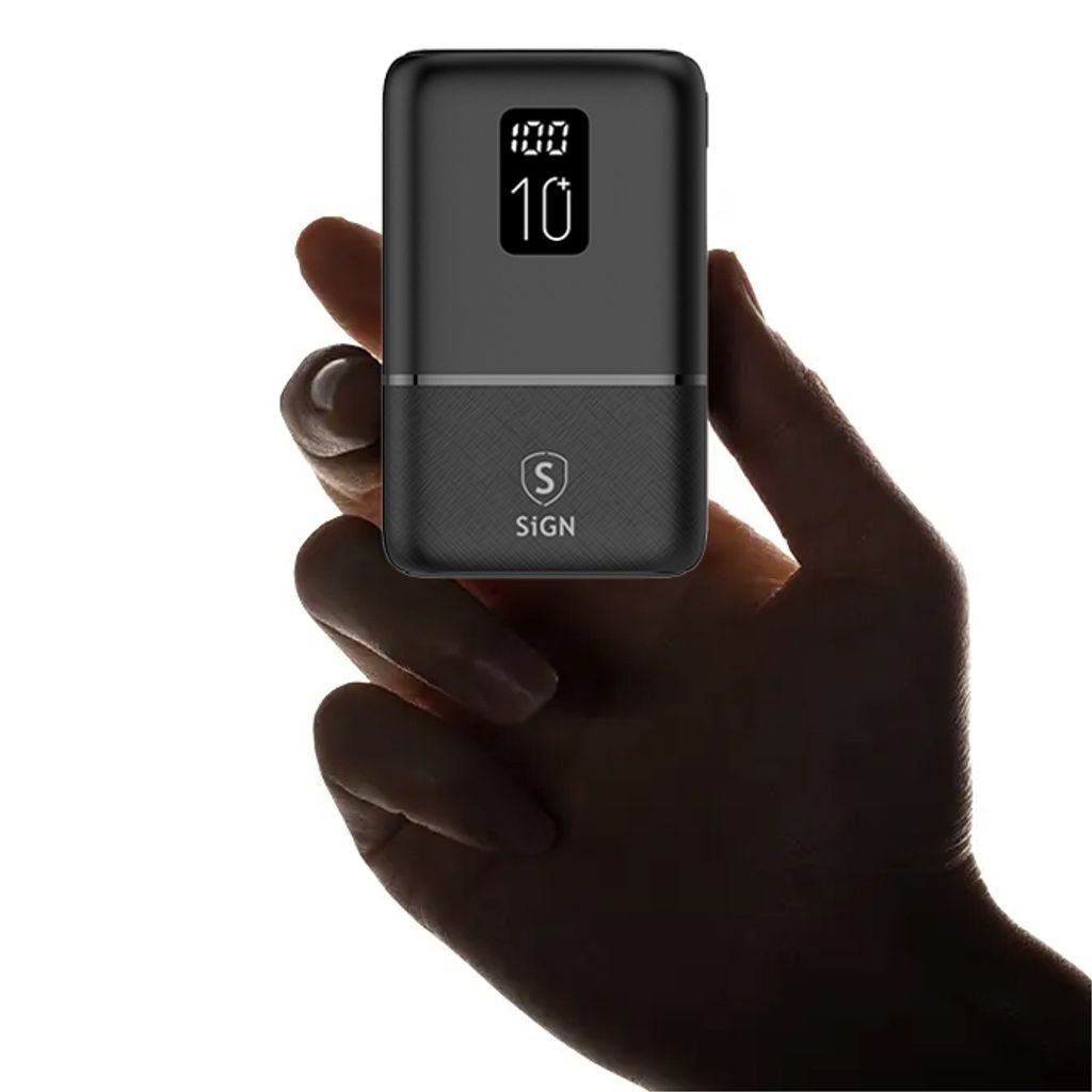 Mini Q.C Powerbank with Display 10,000mAh - Black