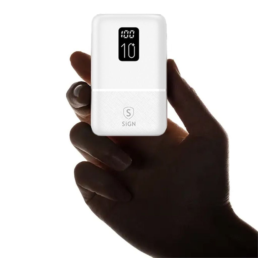 Mini Q.C Powerbank with Display 10,000mAh - White