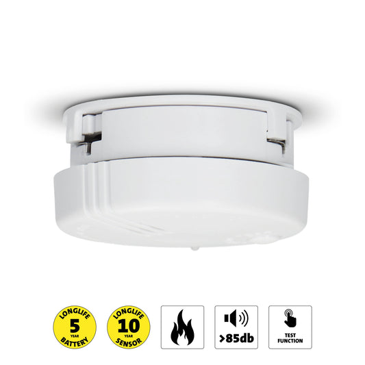 Mini Smoke Detector, 5-Year Battery, White