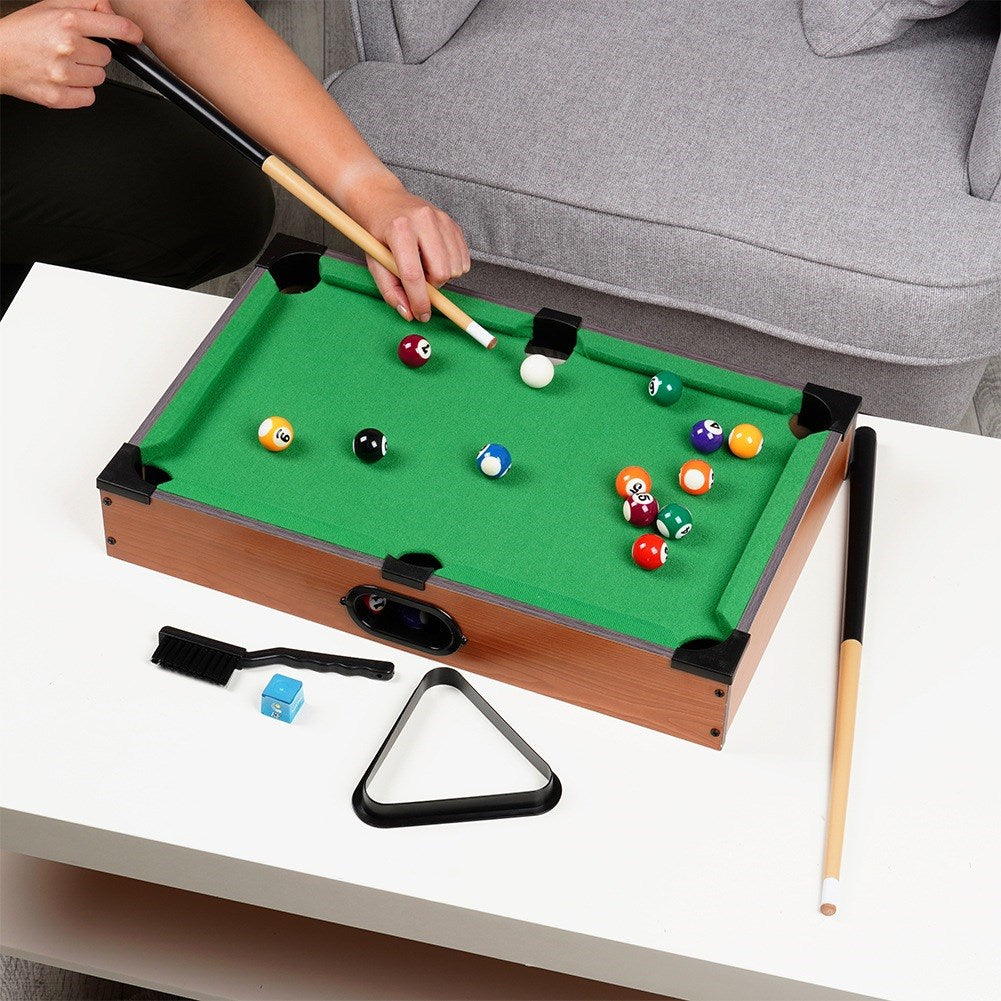 Mini billiards on a wooden table with accessories 48.5x30.5x8 cm