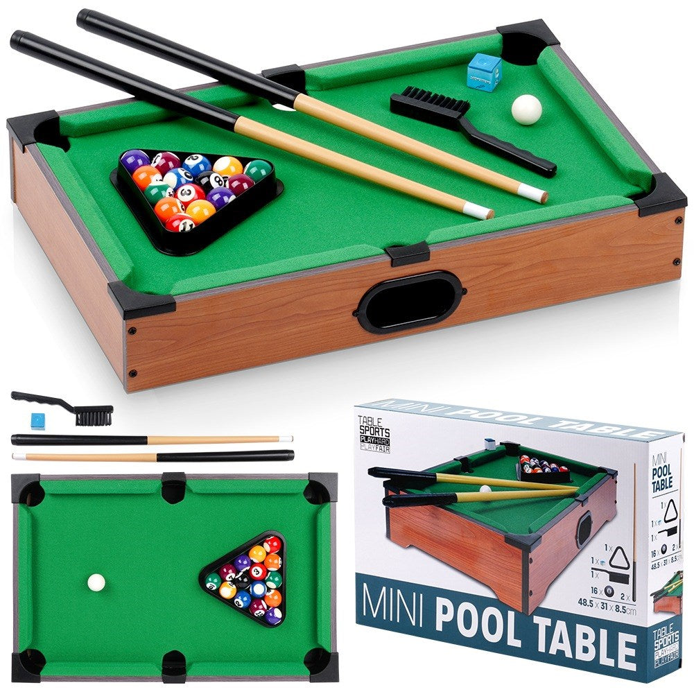Mini billiards on a wooden table with accessories 48.5x30.5x8 cm
