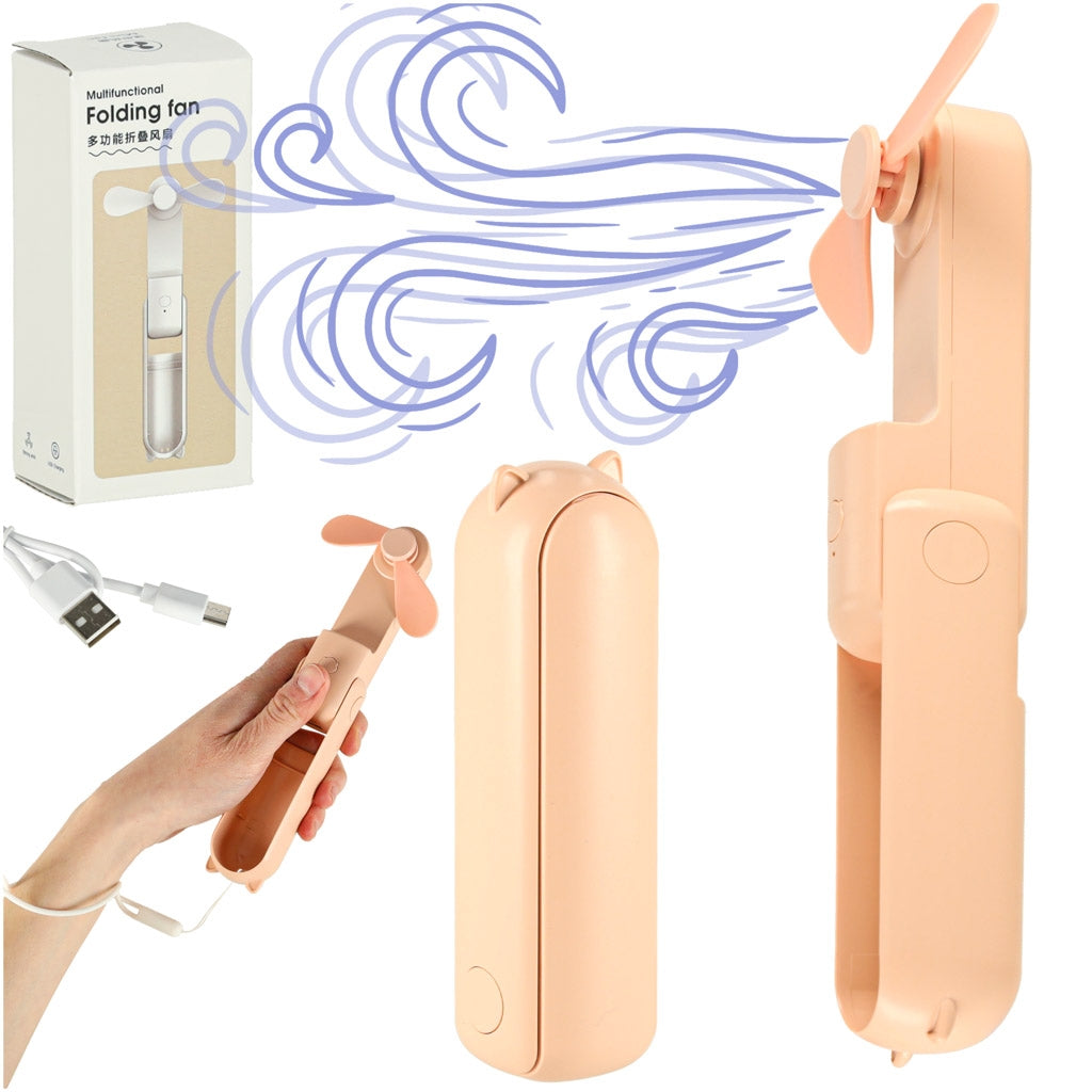 Mini hand fan foldable USB pink