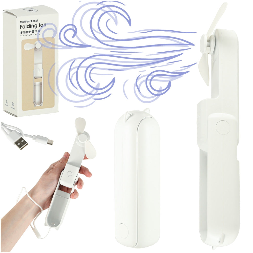 Mini hand fan foldable USB white