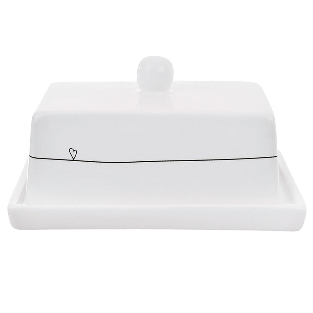 Minimalist White Butter Changer with Handle and Ceramic