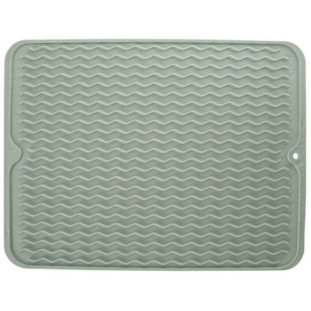 Mint green drying mat for dishes with profiled grooves