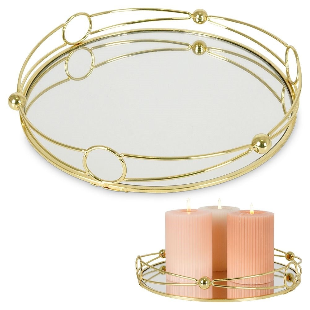 Mirror Tray for Candles - Elegant Decoration in Gold, 25 cm