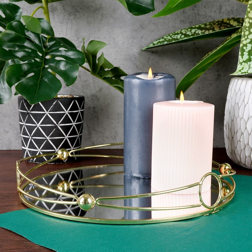 Mirror Tray for Candles - Elegant Decoration in Gold, 25 cm