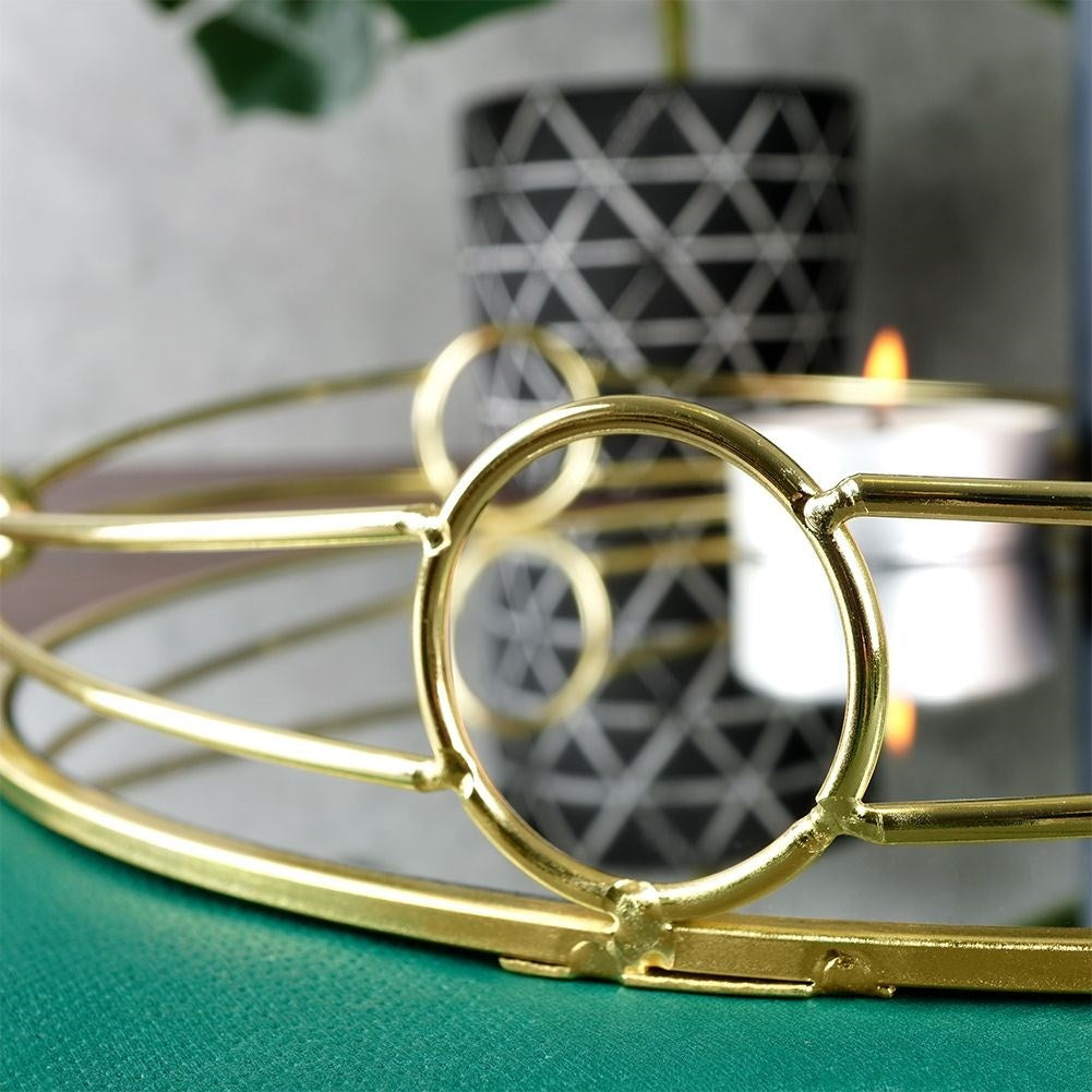 Mirror Tray for Candles - Elegant Decoration in Gold, 25 cm