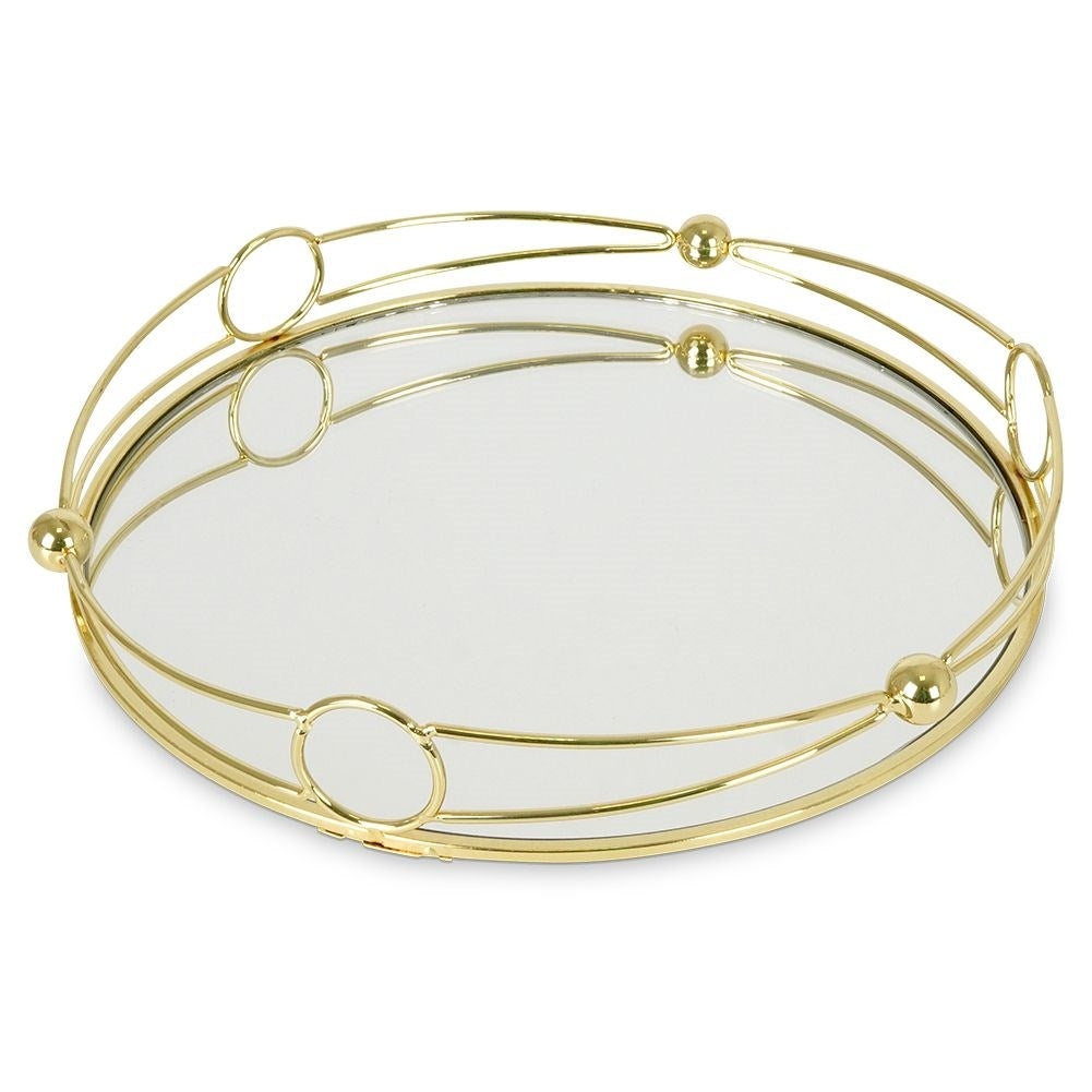 Mirror Tray for Candles - Elegant Decoration in Gold, 25 cm