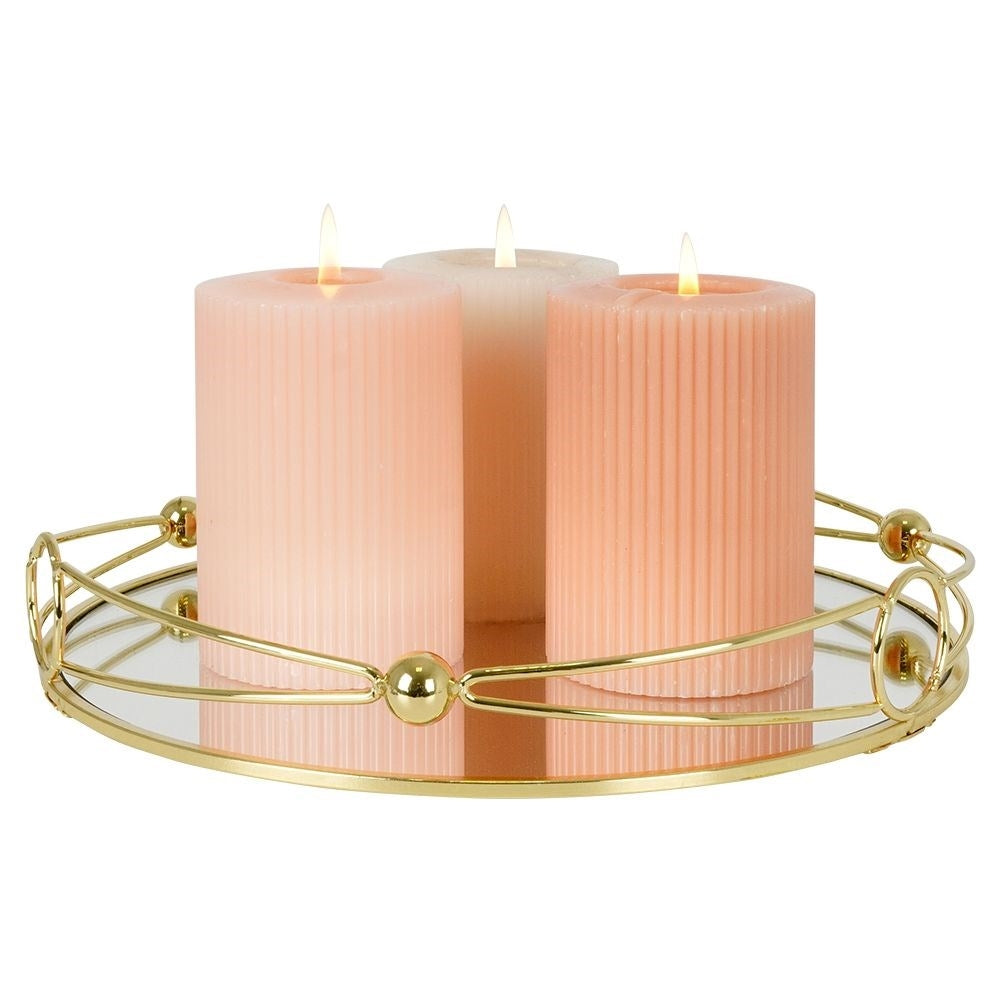 Mirror Tray for Candles - Elegant Decoration in Gold, 25 cm