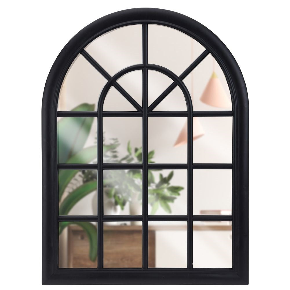 Mirror in black frame with window design for retro style