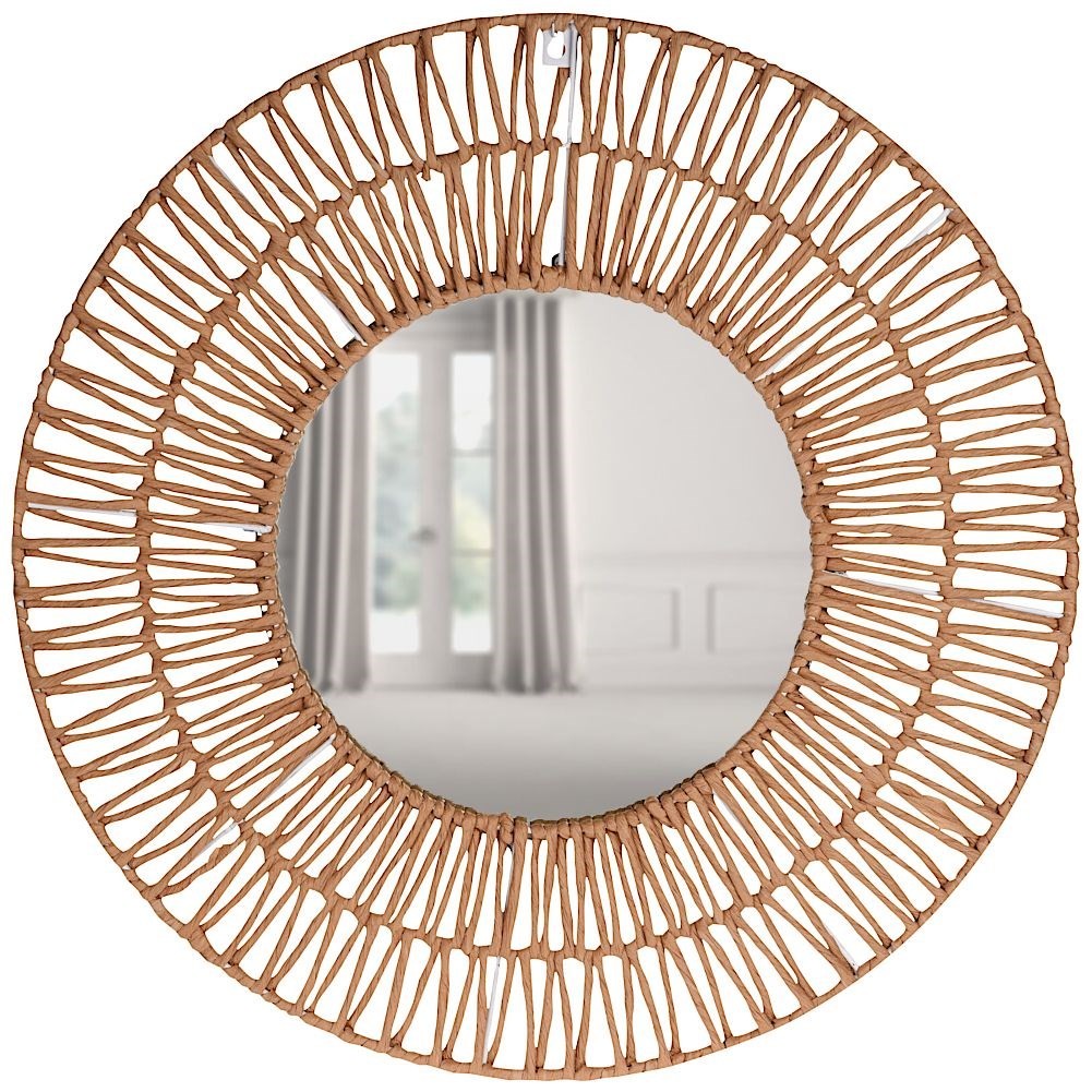 Mirror with Braided Gray Paper Frame for Wall Hanging