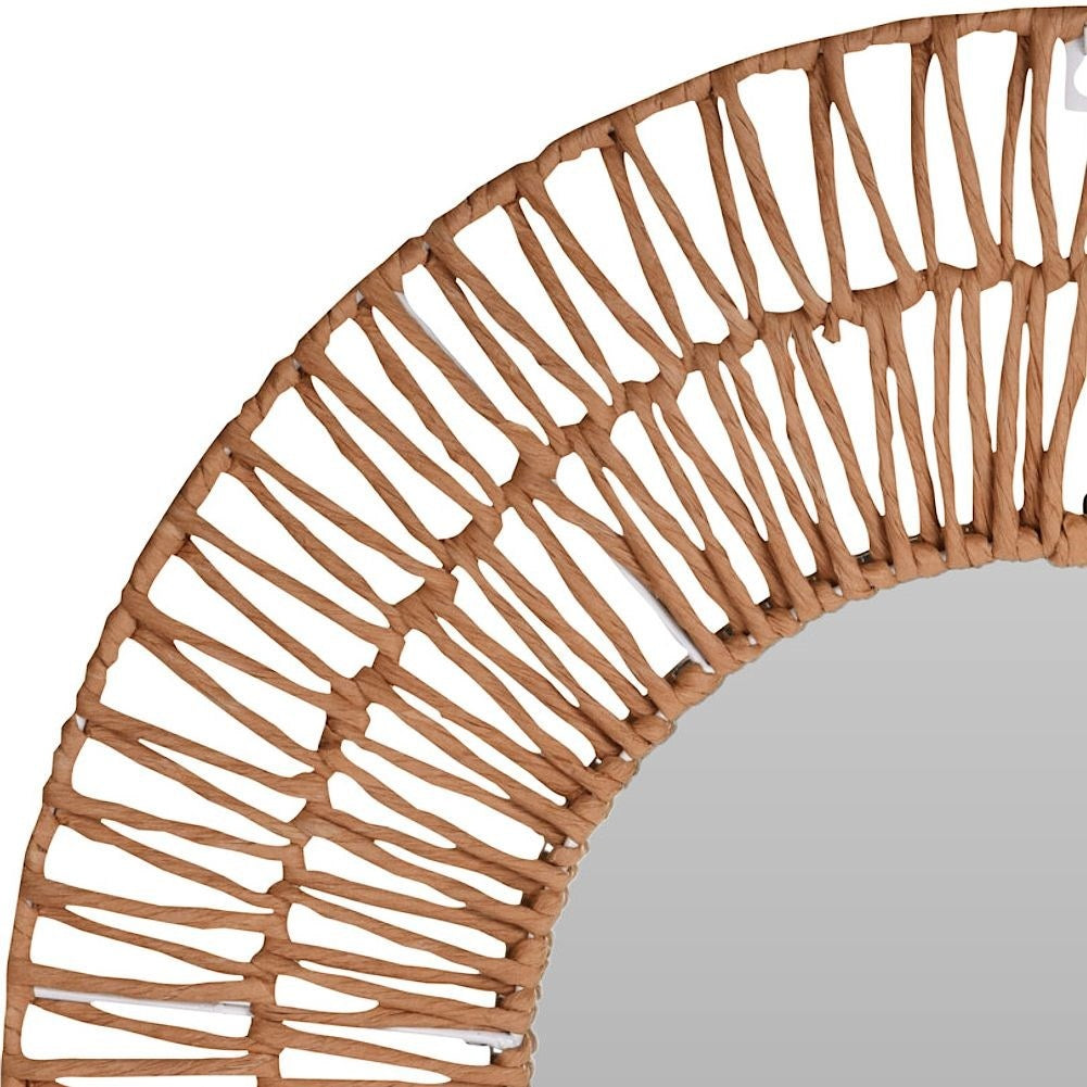 Mirror with Braided Gray Paper Frame for Wall Hanging