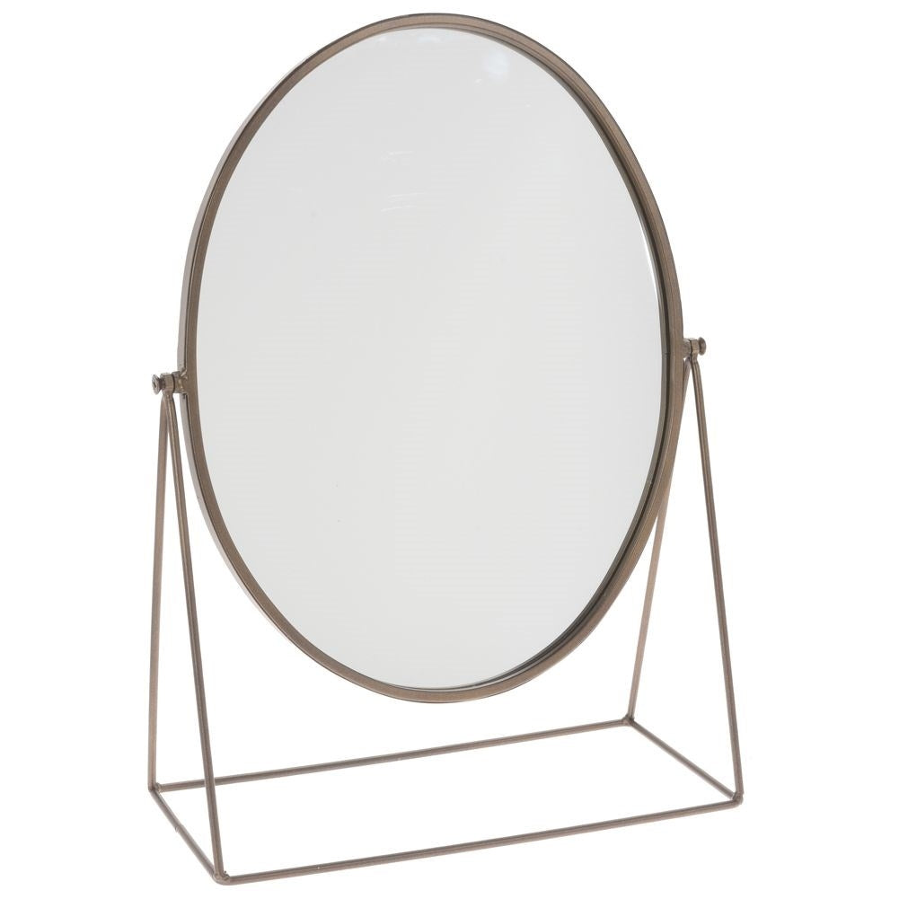 Mirror with metal frame for makeup and beauty treatments