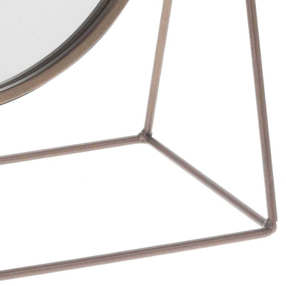 Mirror with metal frame for makeup and beauty treatments