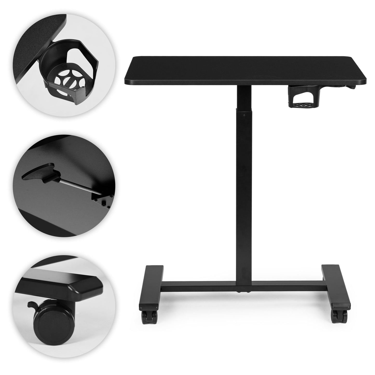Mobile Adjustable Desk, 70x48 cm, Height 71.5–112 cm