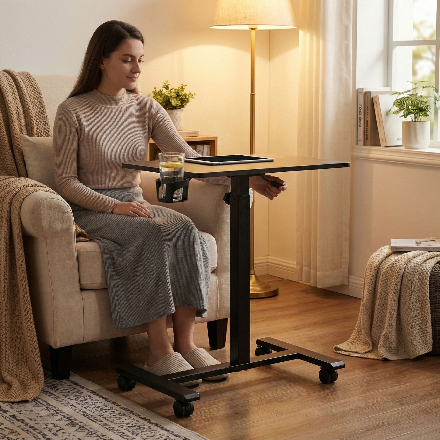 Mobile Adjustable Desk, 70x48 cm, Height 71.5–112 cm
