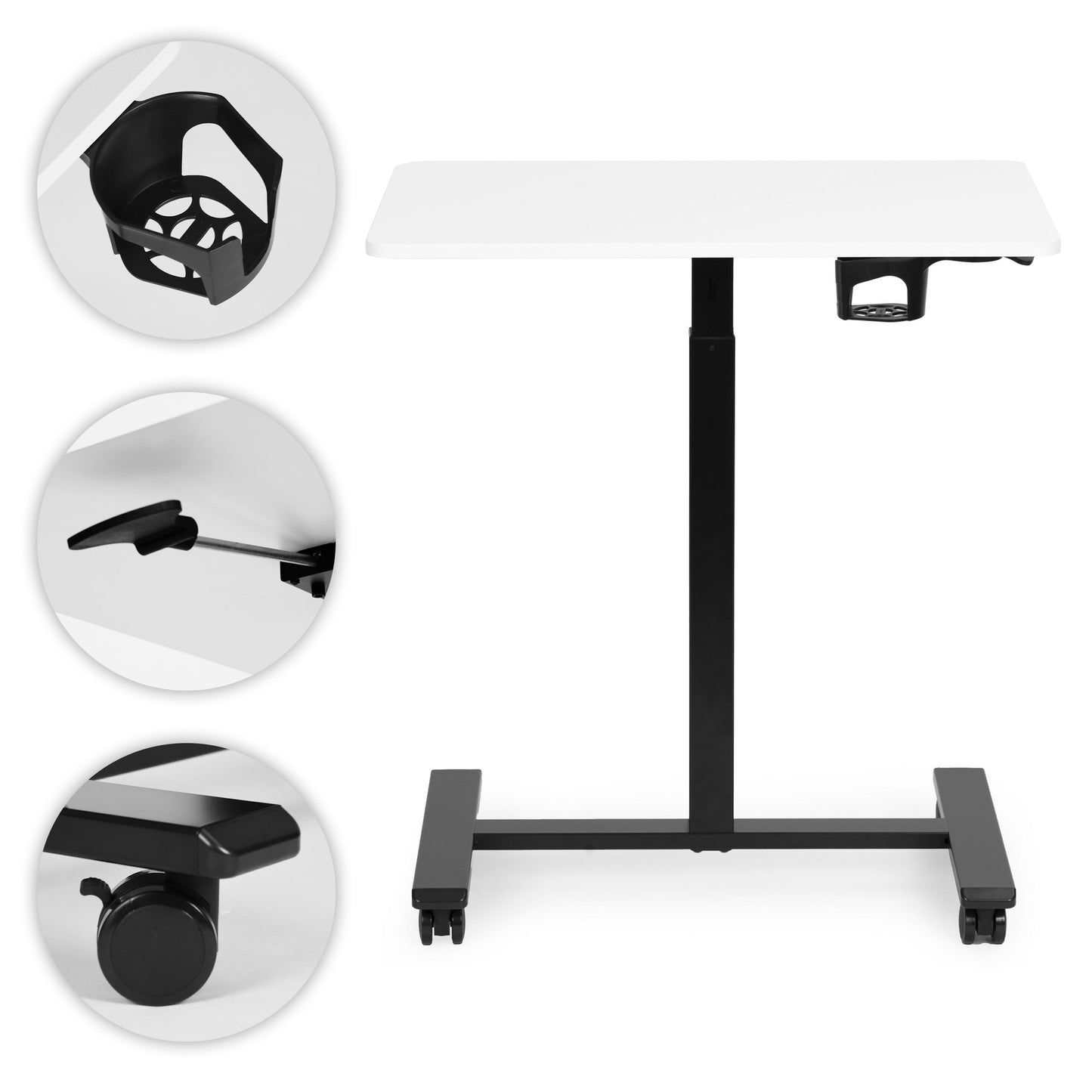 Mobile Adjustable Desk with Pneumatic Lift, 70x48 cm