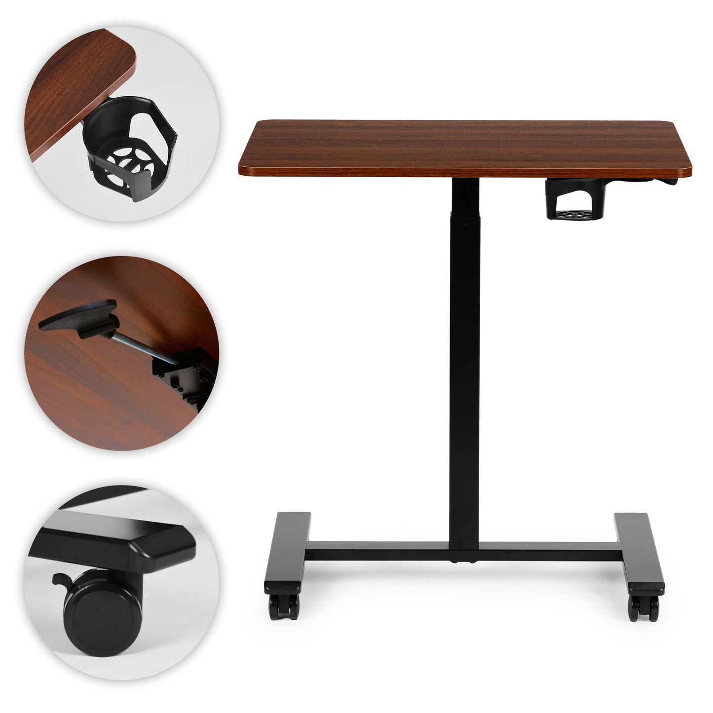 Mobile Adjustable Desk with Pneumatic Lift, 70x48 cm