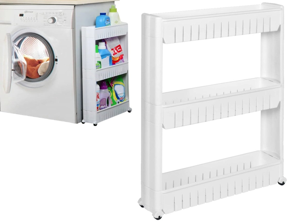Mobile Cabinet for Washing Machine – White, On Wheels