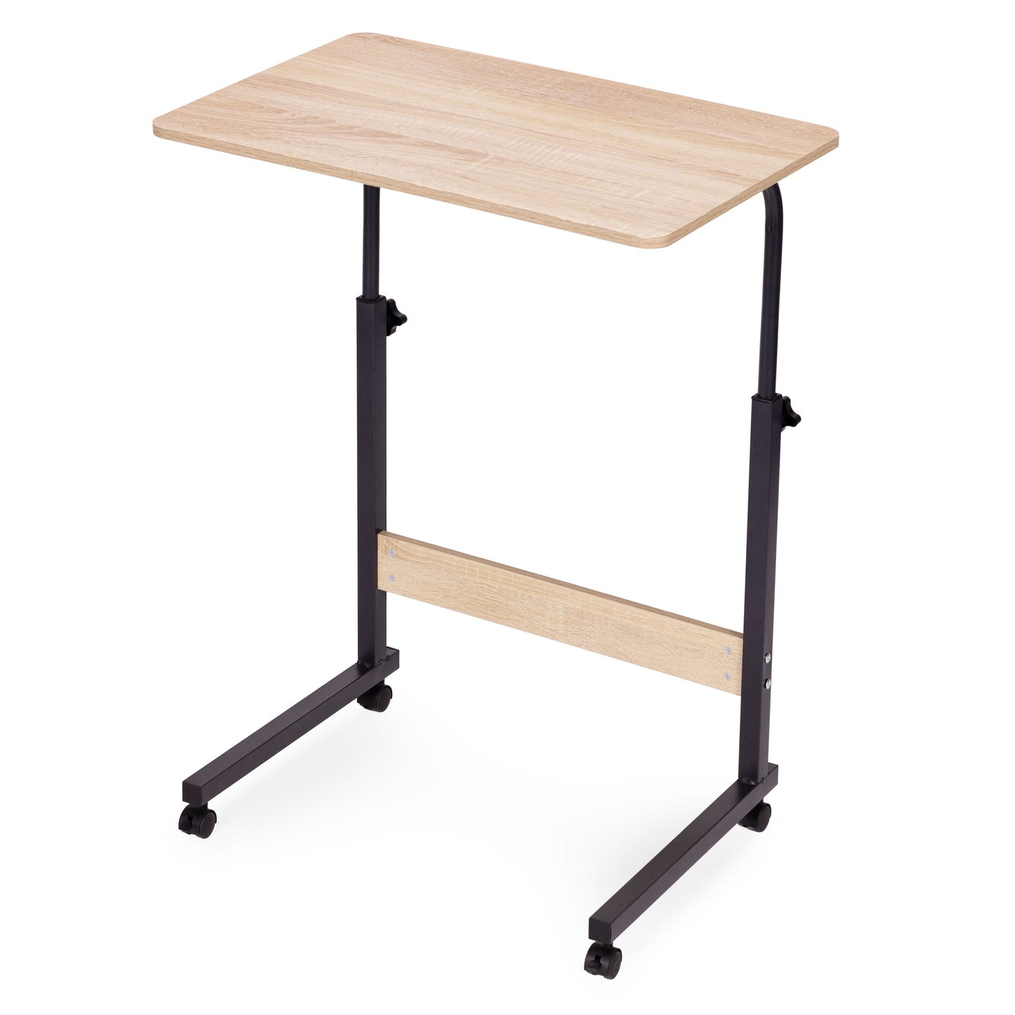 Mobile Laptop Desk Table, Adjustable Height, MDF, Wheels